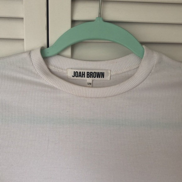 COPY - Joah Brown Fitted Cropped Long Sleeve Ribbed Top white S/M - Picture 3 of 8